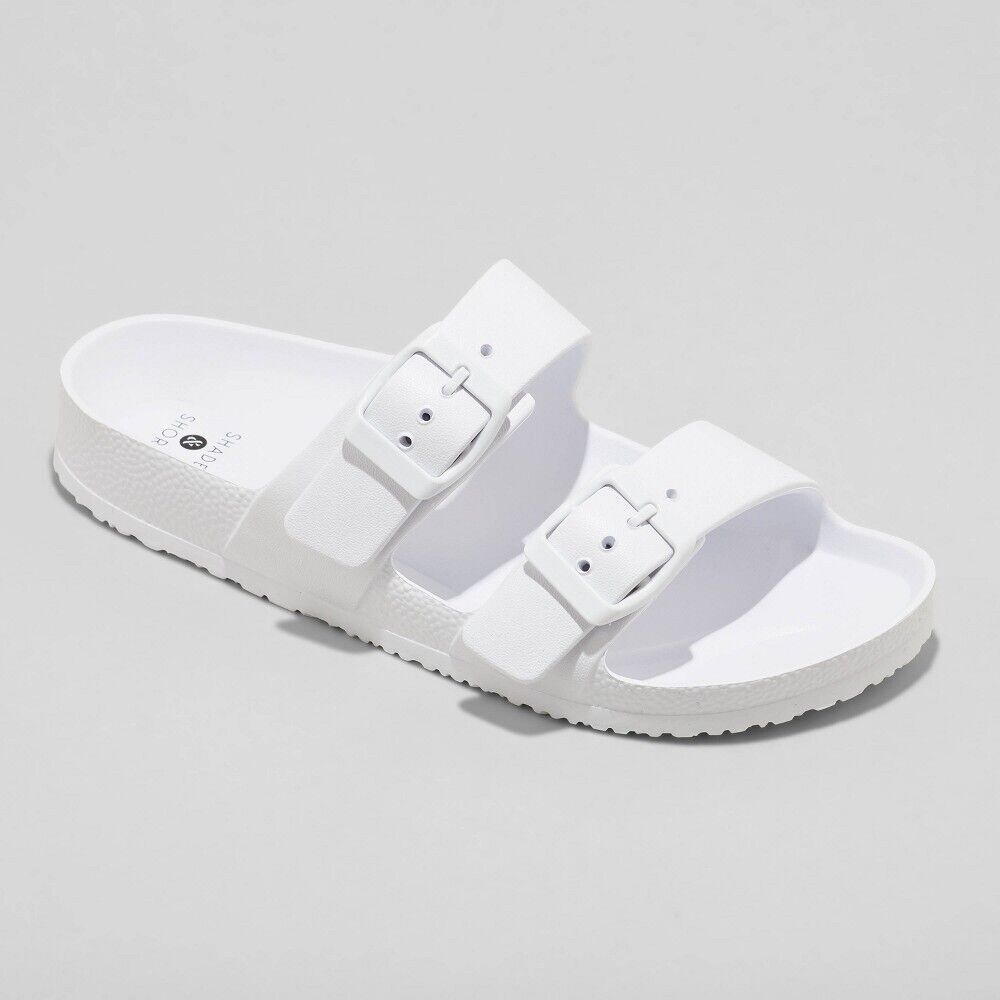 Shade & Shore Women's Sizes 7 White Neida EVA Two Band Slide Sandals